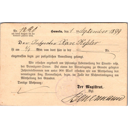 Kefsler Wennigsen Hanau Hameln 1899 German Reich Postcard TE2-GRQ