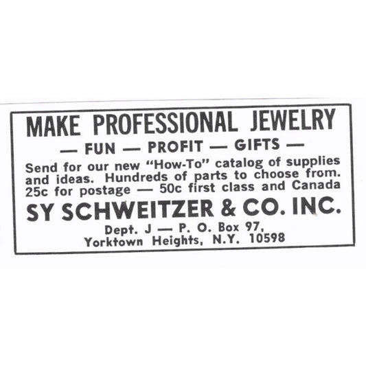Sy Schweitzer & Co Professional Jewelry Yorktown Heights NY 1972 Ad AF8-S6