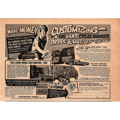 Make Money Customizing Cars Customizing Center Newport Beach CA 1976 Ad AG1-17
