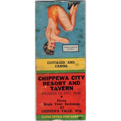 Chippewa City Resort Prosper Le Duc Chippewa Falls Pinup Matchbook SD2-Y13