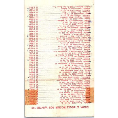 1959 George Washington High School Los Angeles CA Drum & Bugle Winter Roster AB9