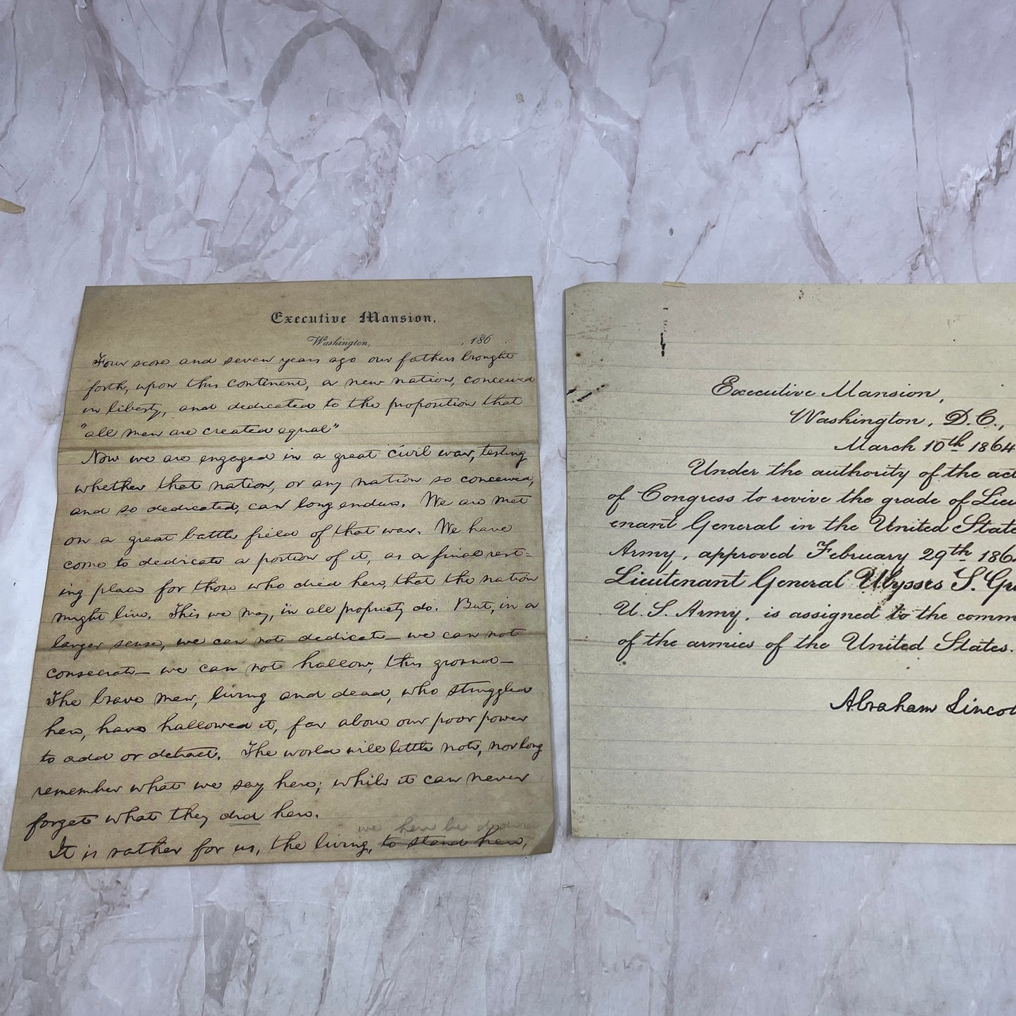 Lincoln Document Reproductions Emancipation Proclamation, Grant Promotion D22