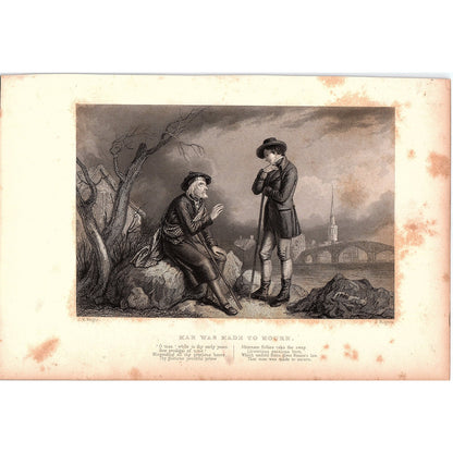 1842 Man Was Made to Mourn Robert Burns J.M. Wright Engraving 6x9" V17