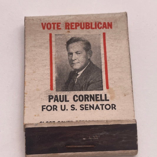 Vote Paul Cornell for US Senator Vintage Matchbook Cover TB8-MB2-8