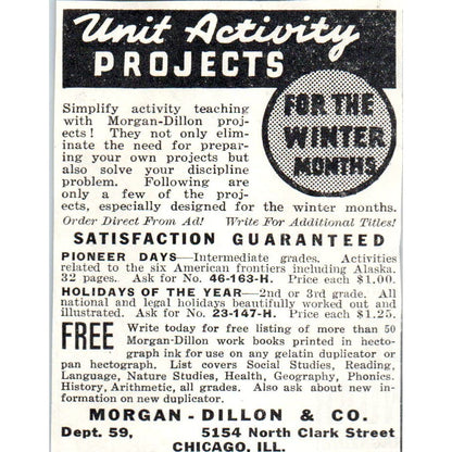 Morgan-Dillon & Co Chicago Unit Activity Projects 1930s Advertisement AE4-I1
