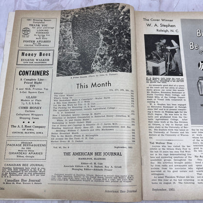 1951 Sep - American Bee Journal - Bees Beekeeping Honey M32