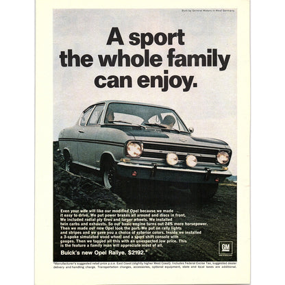 Buick Opel Rallye General Motors West Germany 1967 Ad AG2-2