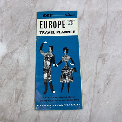 1965 SAS Europe Travel Planner Scandinavian Airlines System Fold Out TG7-EK