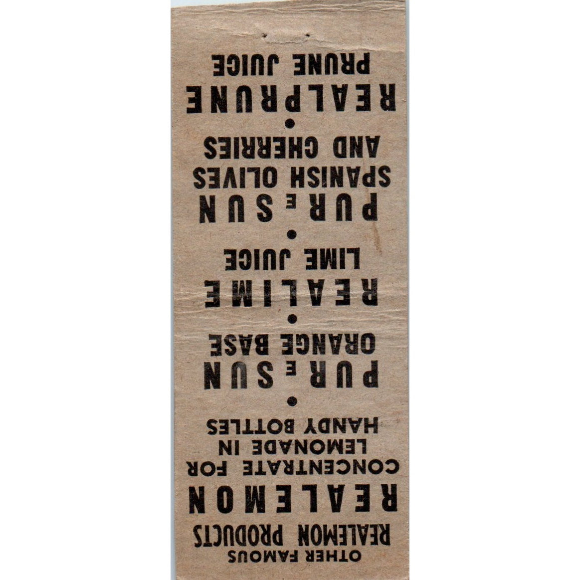 ReaLemon Lemon Juice Vintage Matchbook Cover SD4-Y11
