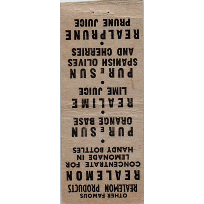 ReaLemon Lemon Juice Vintage Matchbook Cover SD4-Y11