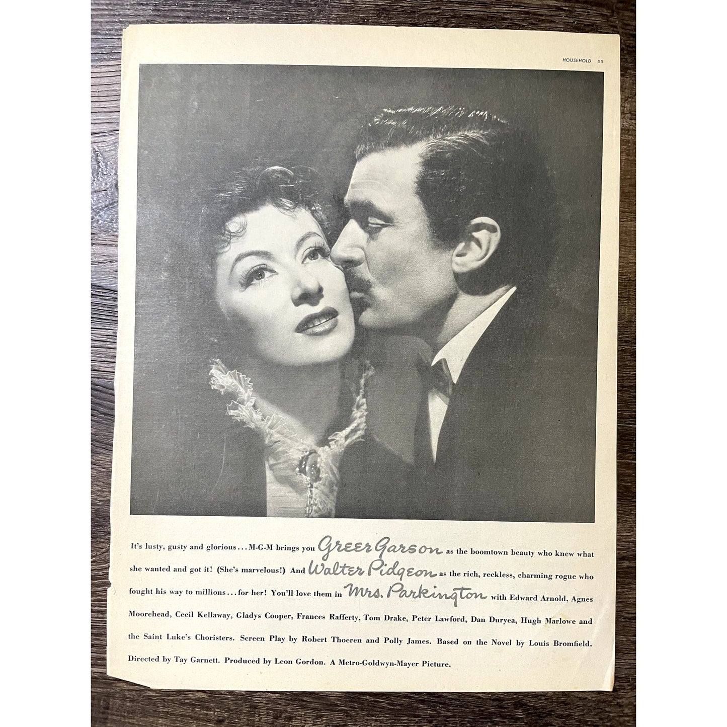 Greer Garson, Walter Pidgeon Mrs. Parkington Vintage Magazine Ad 10x14 V11