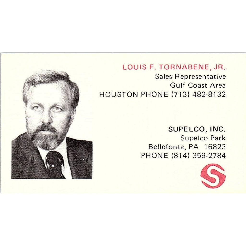 Supelo Inc Louis F Tornabene Jr. Bellefonte PA Vintage Business Card SB4-B9