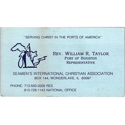 Rev William R Taylor Port of Houston Rep Seamans Intl IL Business Card SD9-B9