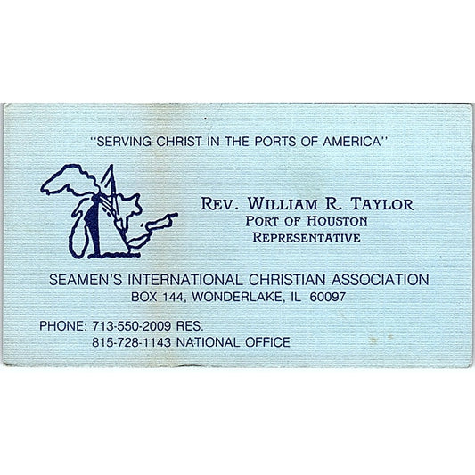 Rev William R Taylor Port of Houston Rep Seamans Intl IL Business Card SD9-B9