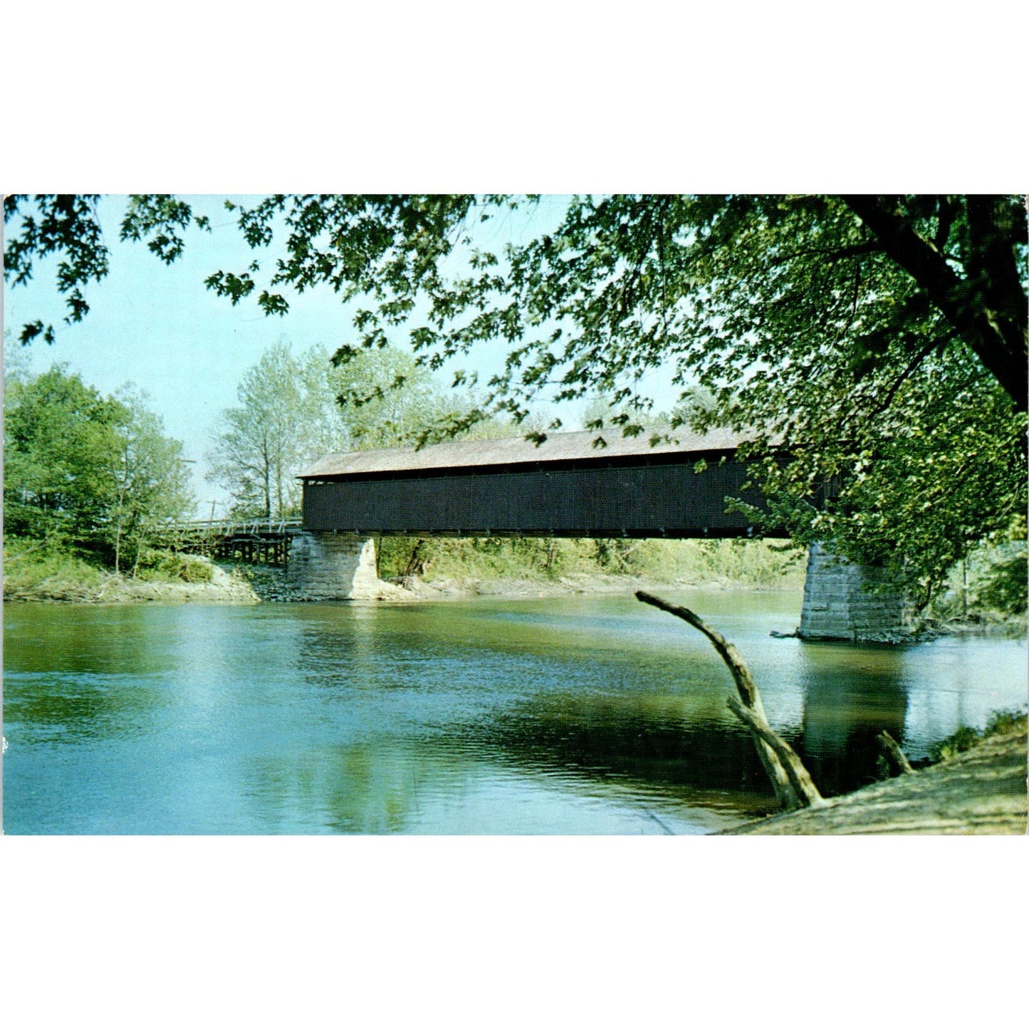 Jackson County Indiana White River Covered Bridge Postcard PB11