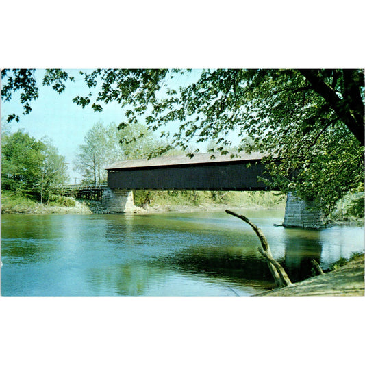 Jackson County Indiana White River Covered Bridge Postcard PB11