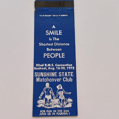 Sunshine State Matchcover Club Convention 1972 Vintage Matchbook Cover TB6-MB2-3