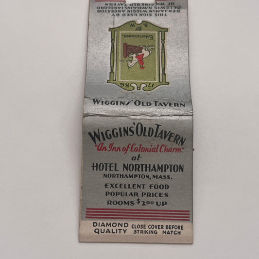 Wiggins Old Tavern Hotel Northampton MA Vintage Matchbook Cover TB8-MB2-2