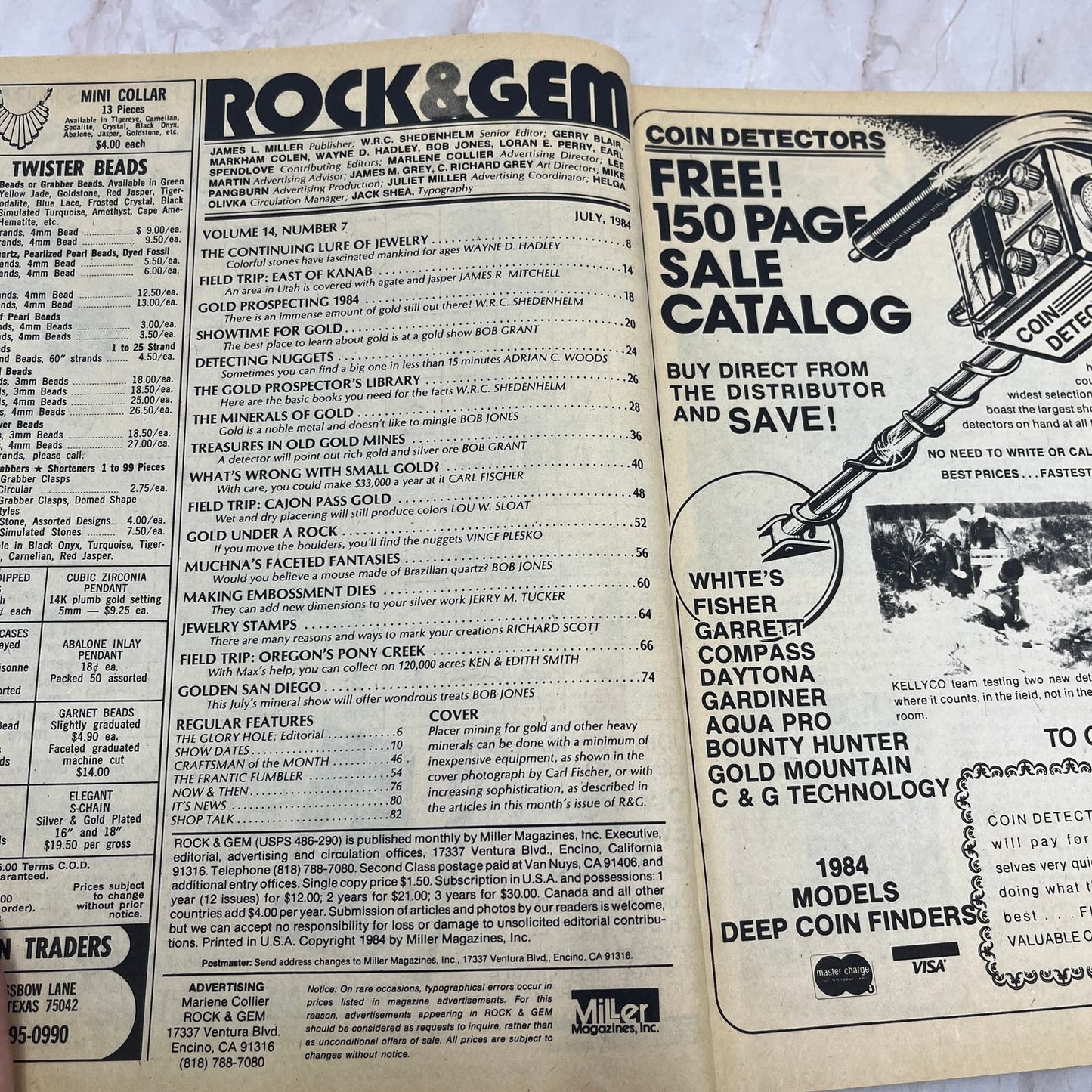 1984 July - Rock & Gem Magazine Gold Prospecting Rockhounding Jewelry M20