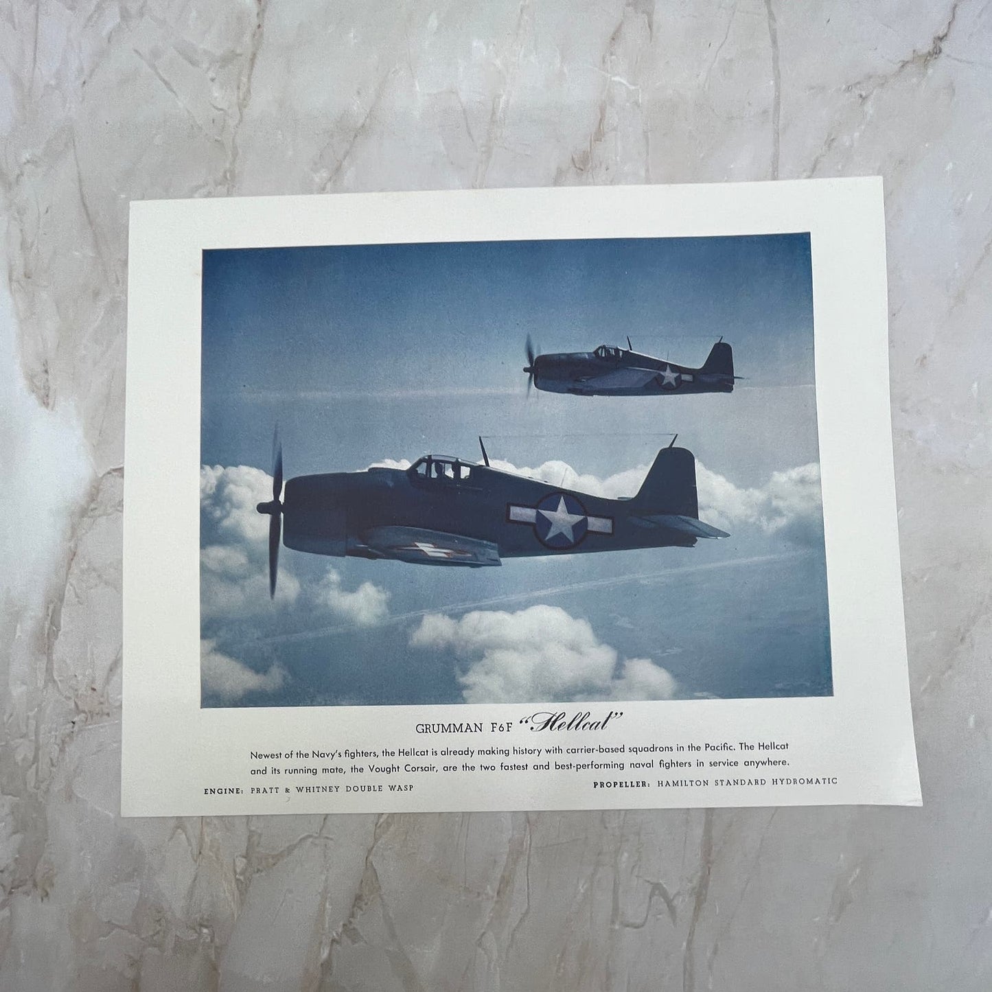 Grumman F6F Hellcat Pratt & Whitney Double Wasp Vintage Print 8x10 FL6-4