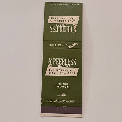 Peerless Uneeda Launderers Appleton WI Vintage Matchbook Cover TB6-MB2-2