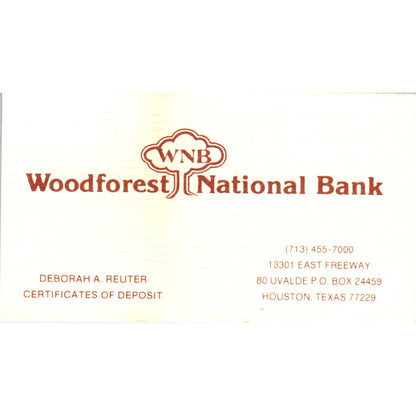 New Accounts Woodforest National Bank Houston Vintage Business Card SE3-B8