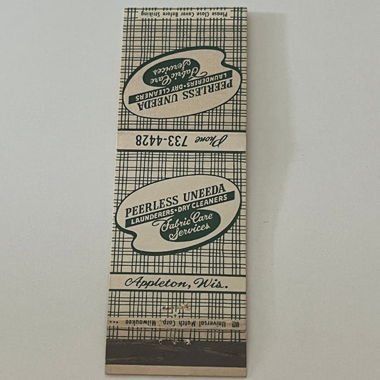 Peerless Uneeda Launderers Appleton WI Matchbook Cover TB6-MB2-4