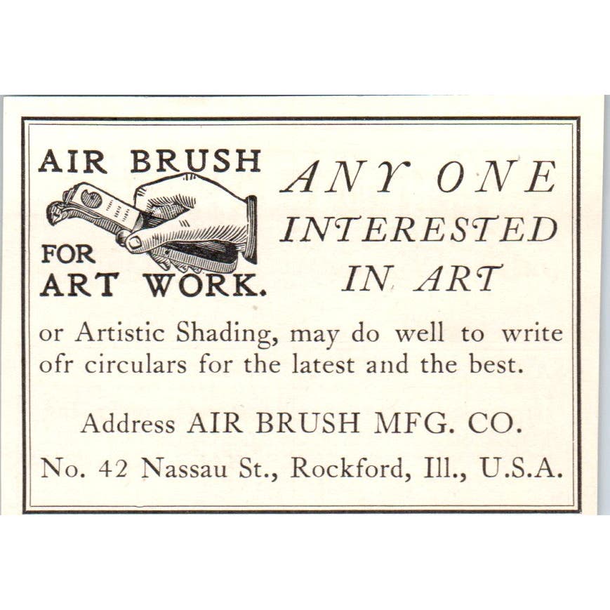 Air Brush Mfg Co. Rockford Illinois c1905 Victorian Ad AE9-MA9