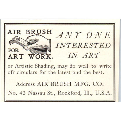 Air Brush Mfg Co. Rockford Illinois c1905 Victorian Ad AE9-MA9