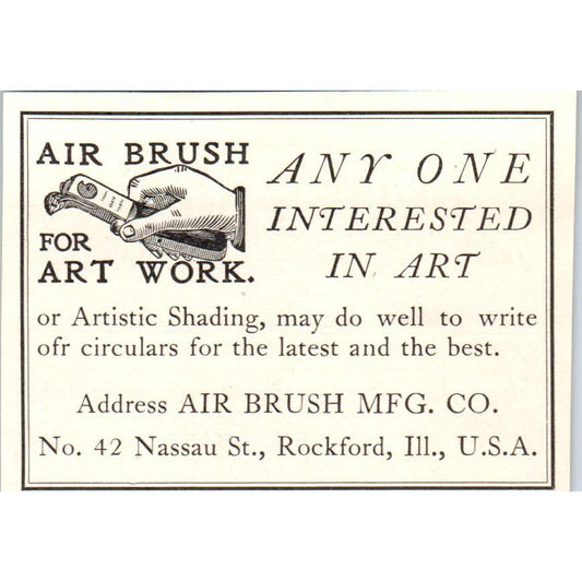Air Brush Mfg Co. Rockford Illinois c1905 Victorian Ad AE9-MA9