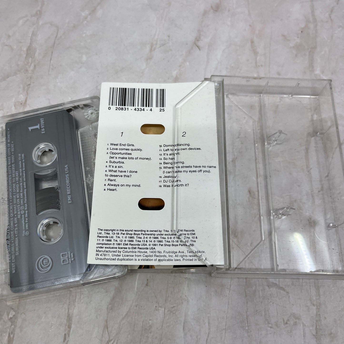 Pet Shop Boys Discography Complete Singles Collection Cassette Tape TF4-TC