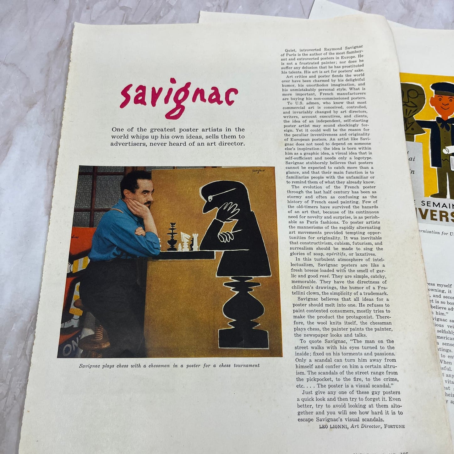 Savignac Poster Artist 3 Page Article 1951 Magazine Ad FL6-10