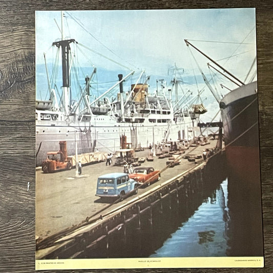 Muelle De Acapulco Mexico Vintage Art Print 12x14 V11