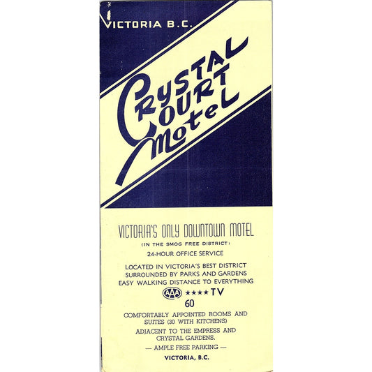 Victoria BC Crystal Court Motel 1960s Travel Leaflet TH2-TB4