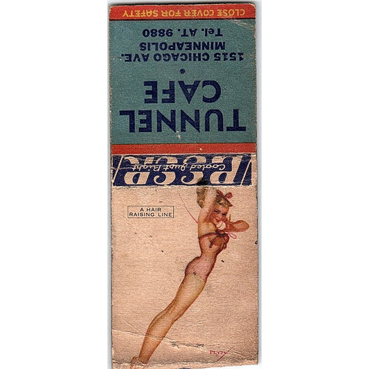 Tunnel Cafe Chicago Ave. Minneapolis MN Pinup Vintage Matchbook Cover SF3-Y5