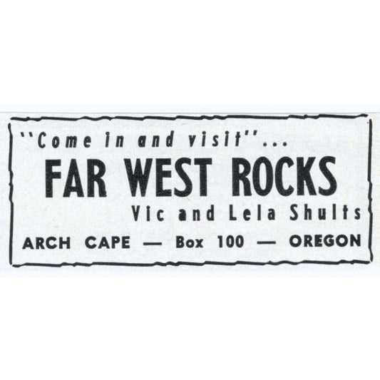 Vic and Lela Shults Far West Rocks Arch Cape Oregon 1964 Magazine Ad AB6-S4