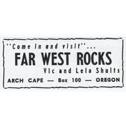 Vic and Lela Shults Far West Rocks Arch Cape Oregon 1964 Magazine Ad AK6-S4