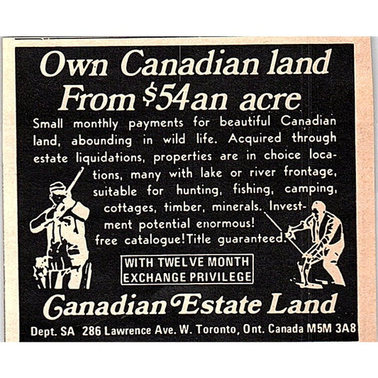 Canadian Estate Land Toronto Ontario Canada 1977 Ad AF6-M2