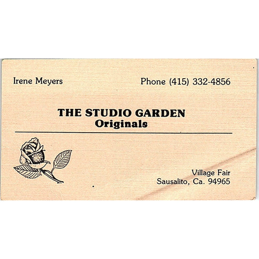Irene Meyers The Studio Garden Sausalito CA Vintage Business Card SD9-B4