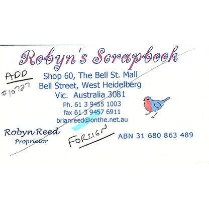 Robyn's Scrapbook Robyn Reed Vic. Australia Vintage Business Card SC9-B9