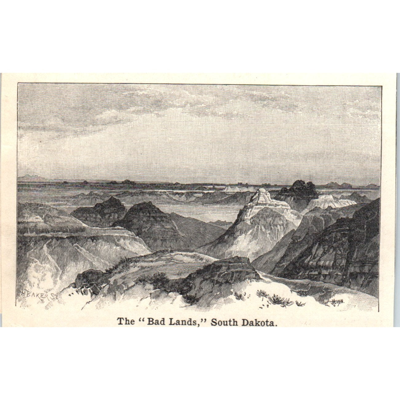 The Bad Lands Badlands of South Dakota 1901 Engraving AF2-P4