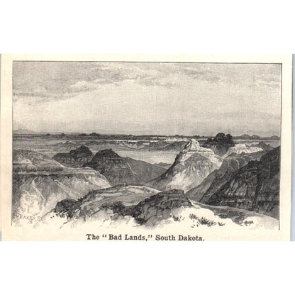 The Bad Lands Badlands of South Dakota 1901 Engraving AF2-P4