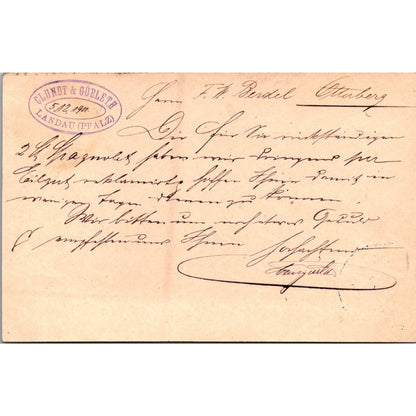 F.W. Rendel Otterburg Clundt & Gürleth Landau 1901 German Reich Postcard P5-12