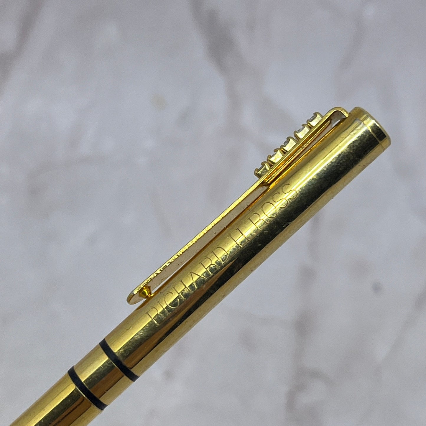 Gold Tone Rhinestone Monogram Richard H Ross MN Vintage Mechanical Pencil SB8-Y1
