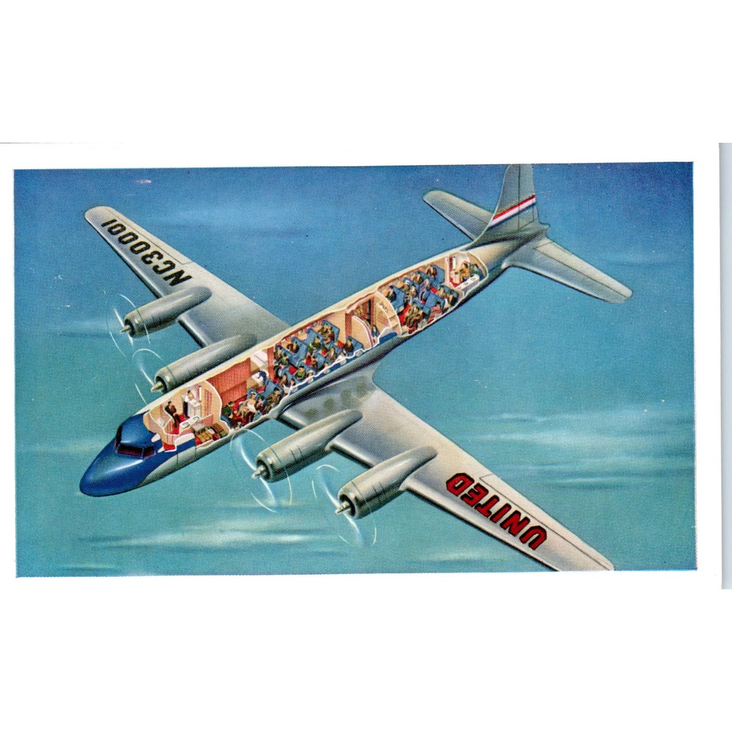 National Airlines 4-Engine Mainliner Cutaway Vintage Postcard TG8-PC