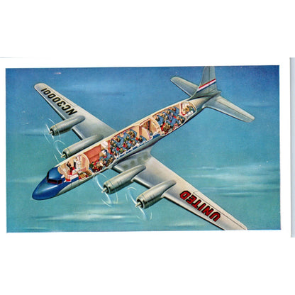 National Airlines 4-Engine Mainliner Cutaway Vintage Postcard TG8-PC