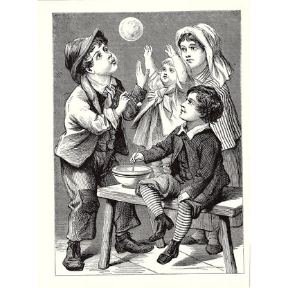 Blowing Bubbles Victorian Illustration For Children Engraving 1879 Print 8x11 V4