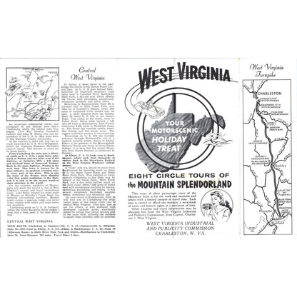 1950s West Virginia Circle Tours of Mountain Splendorland Travel Brochure AE8