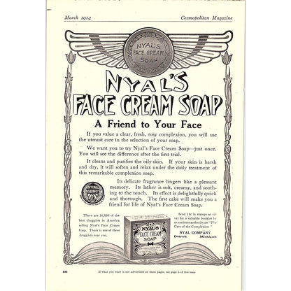 1914 Nyal's Face Cream Soap Antique Magazine Ad 6.5x9.5 V4