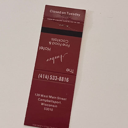 The Amber Hotel Campbellsport WI Vintage Matchbook Cover TB6-MB2-2